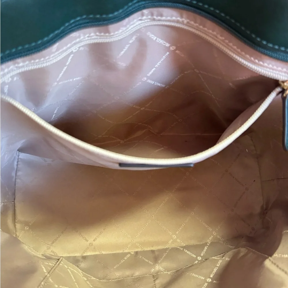 MICHAEL KORS Large Hunter Green Saffiano Leather Shoulder Tote Bag